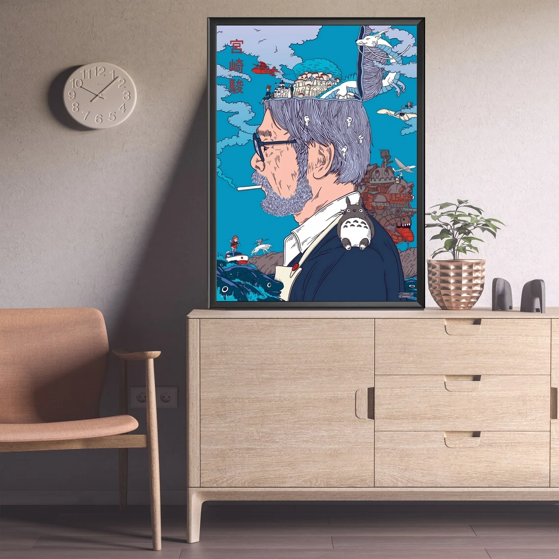 

Аниме плакат Hayao Miyazaki, манга, настенное искусство, холст, живопись, спальня, гостиная, домашнее украшение (без рамки)