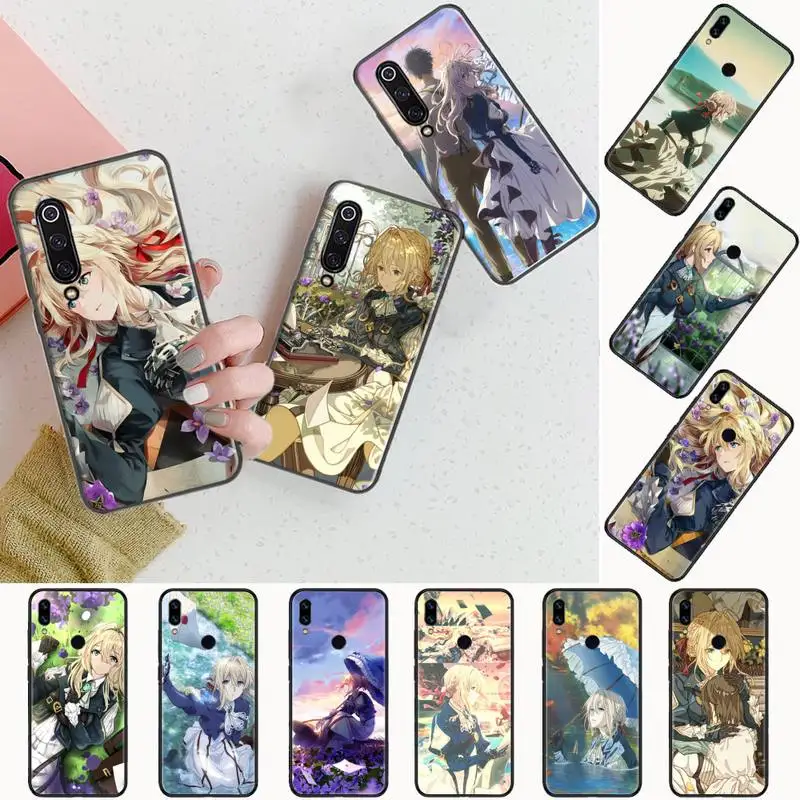 

Anime Violet Evergarden Phone Case black For Xiaomi Redmi mi note 7 8t 9 9t 9s 8 10 10t 11 pro lite K20 max 3