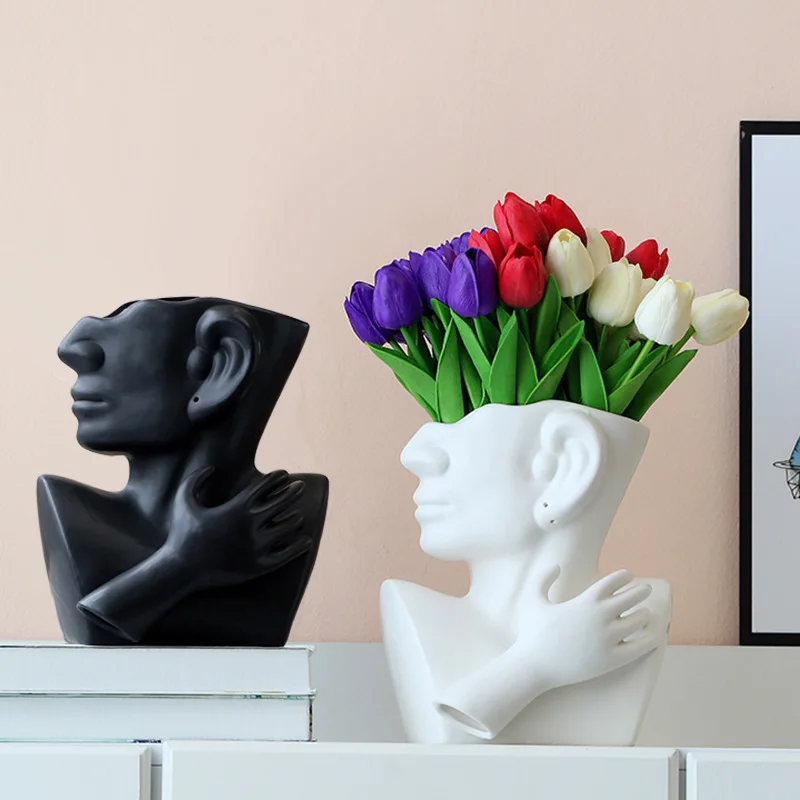 

Nordic ins creative face ceramic vase decoration living room dried flower flower arrangement flower vase human body vase