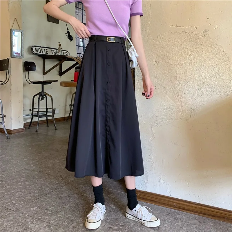 Длинные юбки для женщин весна 2021 новый корейский дизайн облегающая юбка трапеция