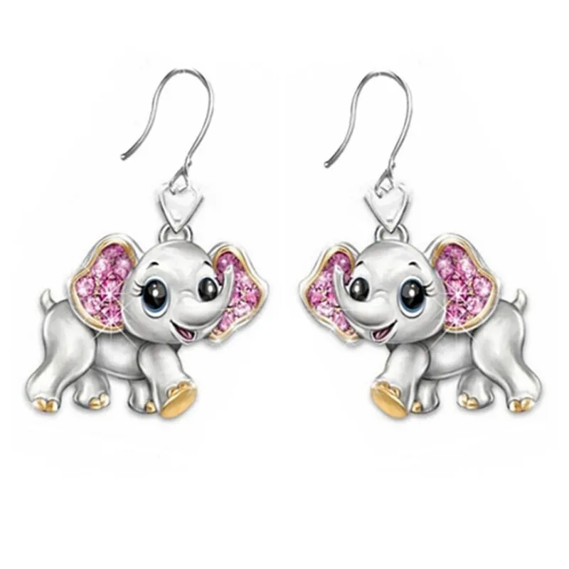 

Classic Fashion Exquisite Cute Baby Elephant Necklace Earring Ring Set Jewelry Valentine's Day Charm Jewelry Gift