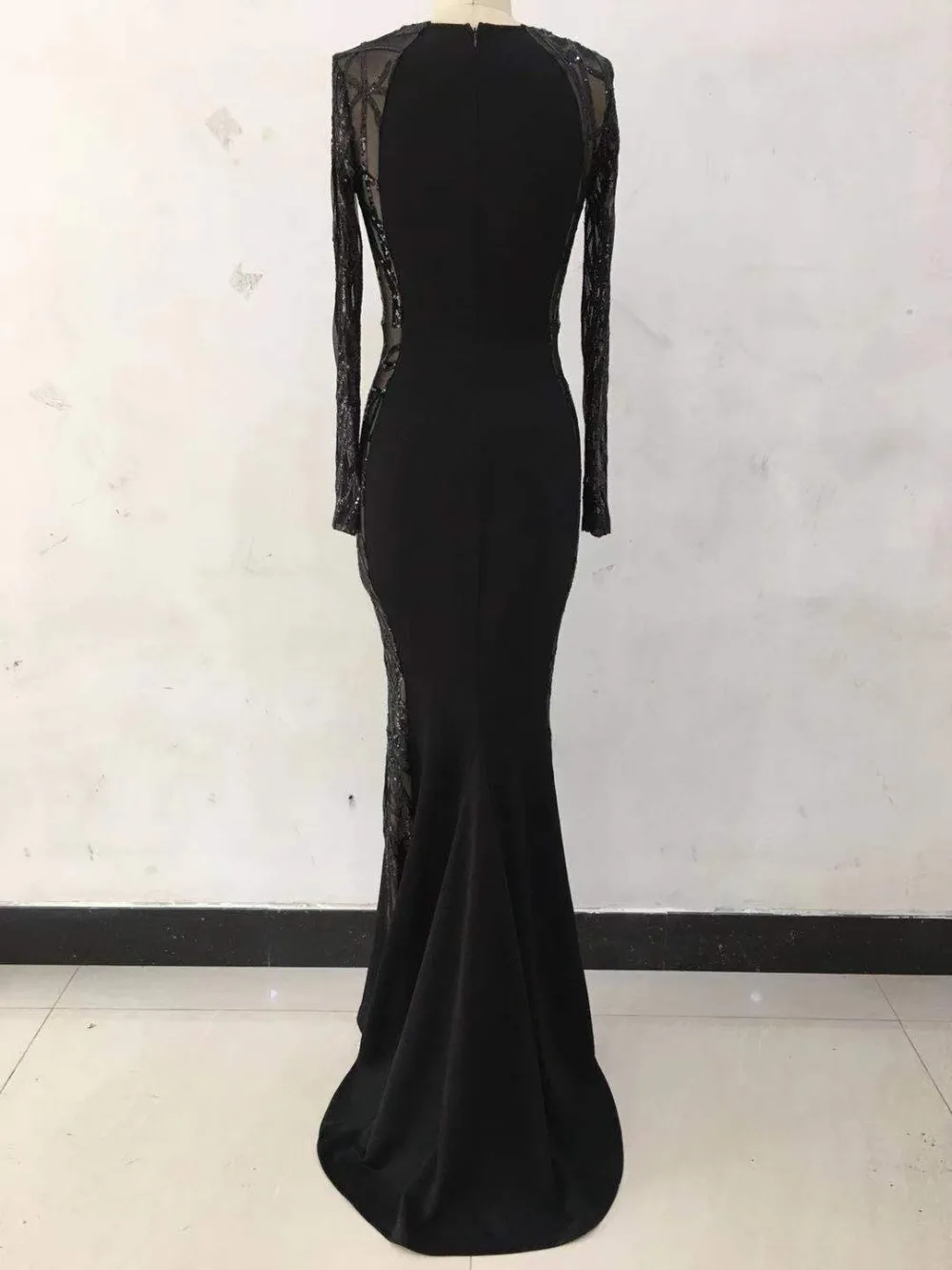 Зимнее женское черное сексуальное Клубное облегающее платье IDress, прозрачное Сетчатое лоскутное платье с блестками, Вечернее Макси-платье с длинным рукавом для вечеринок