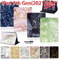case for ipad 9th generation 10 2 inch 2021 tablet adjustable folding stand cover marble pattern case