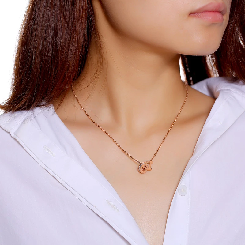 Оригинальное ожерелье D изысканное циркония Циркон розовое золото Тон Шарм