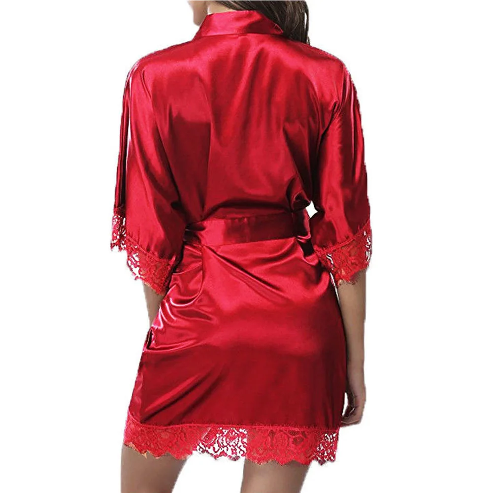 

Fashion Hot Sold Solid Color Sleepwear 2021 New Autumn Sexy Women'S Half Sleeve Lace Sleepwear Sexy Silk Nightgown Night Dress