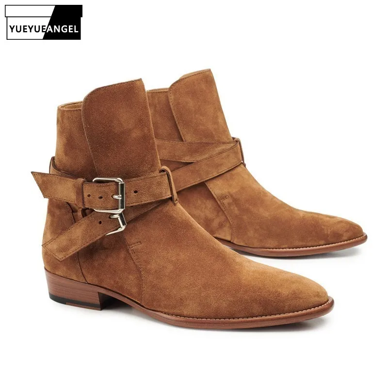 Мужские ковбойские ботинки для верховой езды из коровьей замши в британском