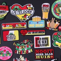 oeteldonk emblem beer frog carnival for netherland iron on letter patches on clothes stripes embroidered patches for dress diy g