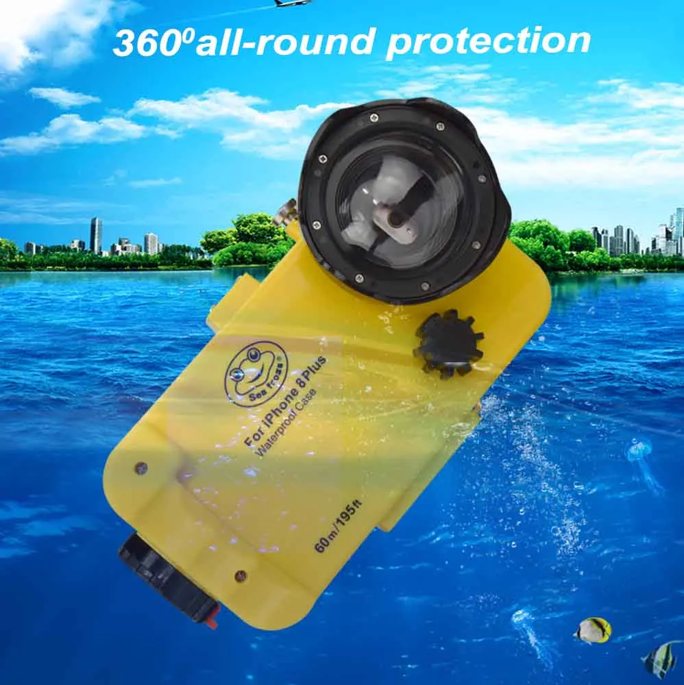 195FT/60M водонепроницаемый чехол для дайвинга iPhone 7 8 Plus Профессиональный серфинг