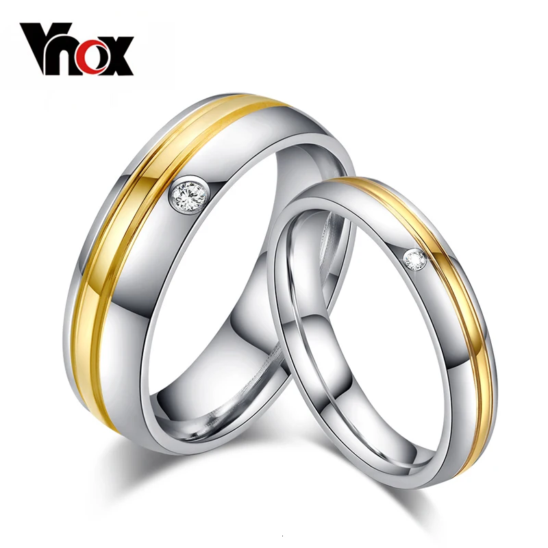 Vnox Нержавеющая сталь обручальное кольцо для Для женщин/Для мужчин элегантный Юбилей ювелирные изделия