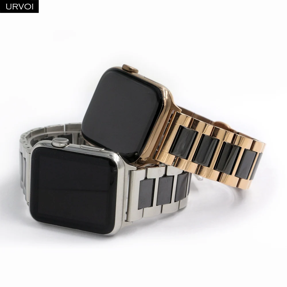 Браслет URVOI для apple watch 6 SE 5 4 3 band керамический ремешок из нержавеющей стали с