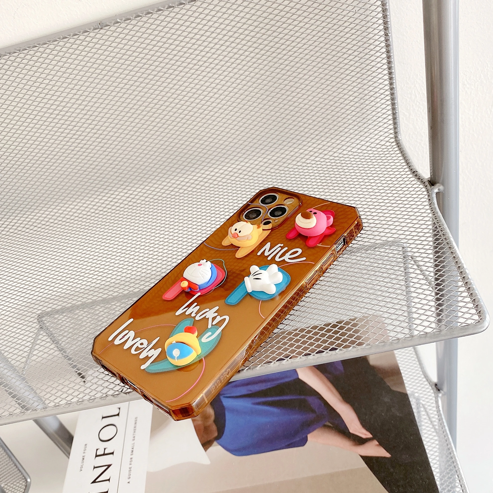 

Cute 3D Cartoons phone Protection case For iPhone 12 11 pro Max x xs Max xr 7 8 Plus transparent Strawberry bear Garfield Cover