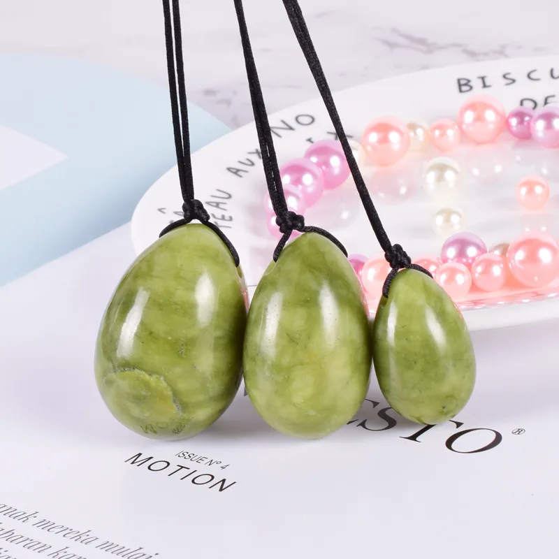 LIUDADAO Jade Drilled Beads 3Pcs/Set Large and Small Yoni Eggs For Women Kegel Exercise Vaginal Muscles Health Care Massager - Цвет: 3Pcs Set