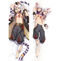 anime game genshin impact arataki itto dakimakura hd cosplay huggable body otaku male bedding pillow cover diy custom pillowcase