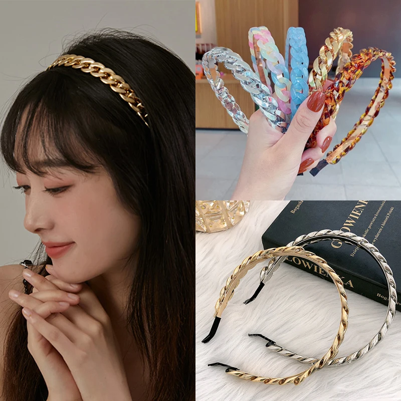 

Женский ободок для волос с пластиковой цепочкой, золотистый и серебристый цвета