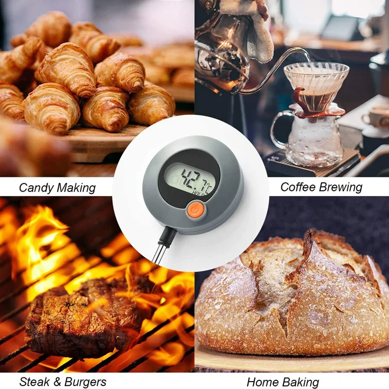 

Digital Meat Thermometer-Steak Thermometer-BBQ Thermometer for Grilling Smoker,Long Probe for Kitchen Cooking 2Packs