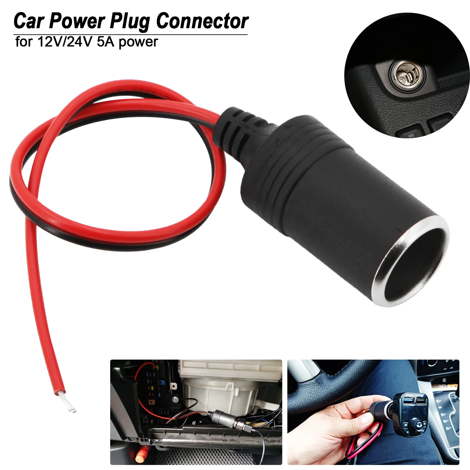 

Портативный универсальный гнездовой разъем постоянного тока 12 В для автомобильного прикуривателя сигары разъем кабеля вилки около 40 см пр...