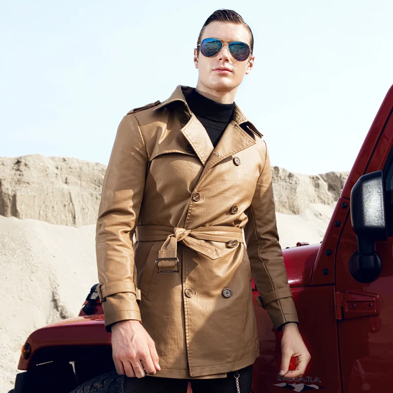 GustOmerD новая весенне осенняя мужская куртка из искусственной кожи одноцветная