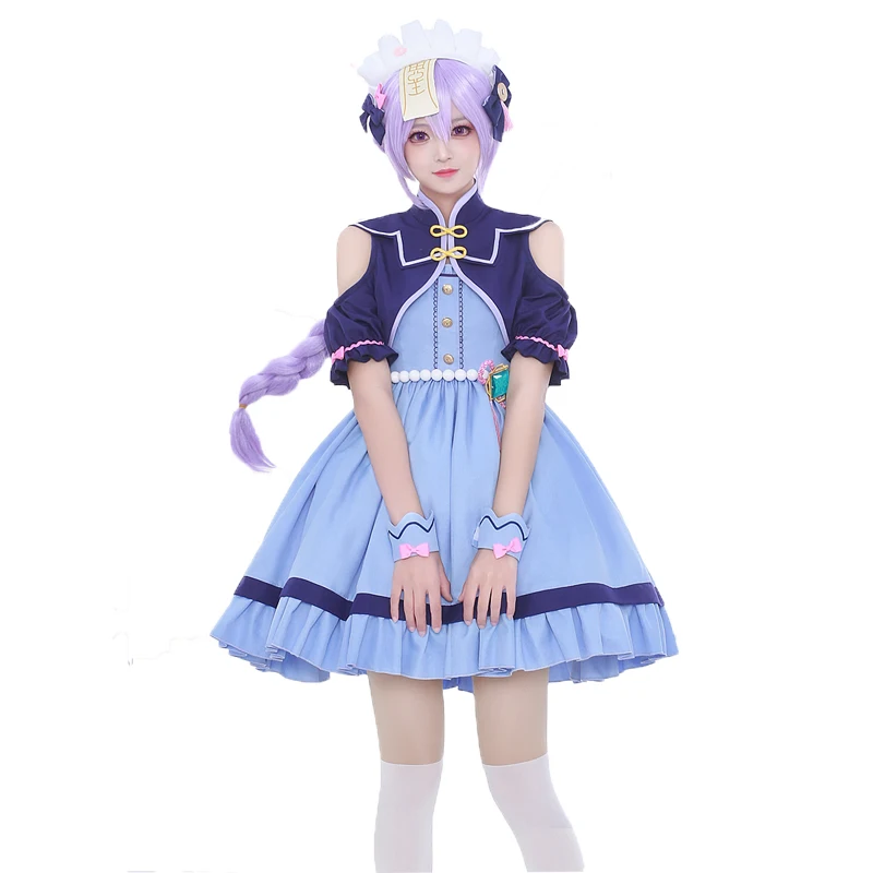 

Game Genshin Impact Project Qiqi Cosplay Costume Lolita Dress Maid Uniform Halloween Carnival Outfits for Women Girls Suits