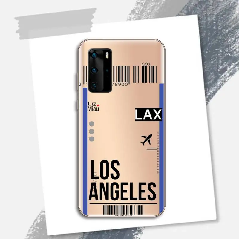 

Air ticket travel Phone Case Transparent for Huawei P honor 8 10i 20 30 40 smart 2019
