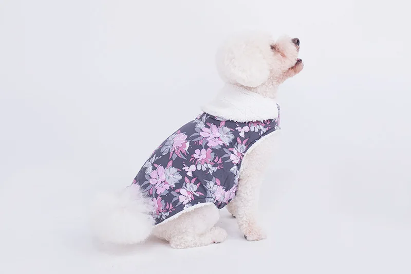 С цветочным принтом теплый жилет одежда для детей худи маленьких собак кошка