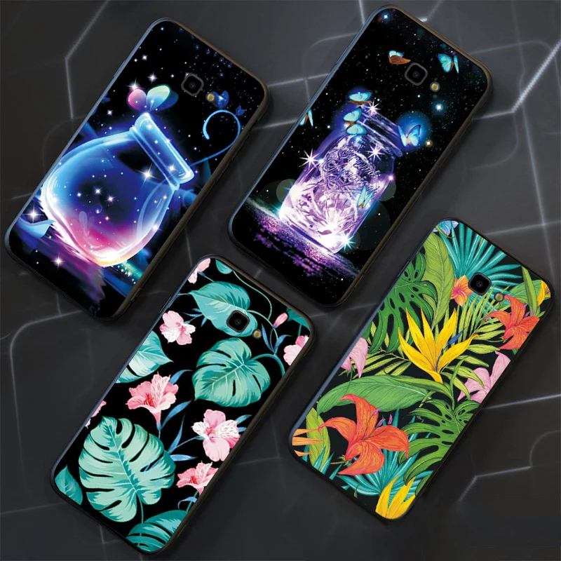 Чехол для Samsung J4 J6 Plus мягкий черный чехол из ТПУ с розами 2018 J5 J7 Prime J3 2017 чехлы |