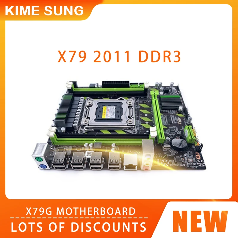 New X79G Motherboard LGA 2011 USB2.0 SATA 4 Support Reg ECC Memory and Xeon E5 Processor 4x DDR3 PCI-E NVME M.2 for Desktop