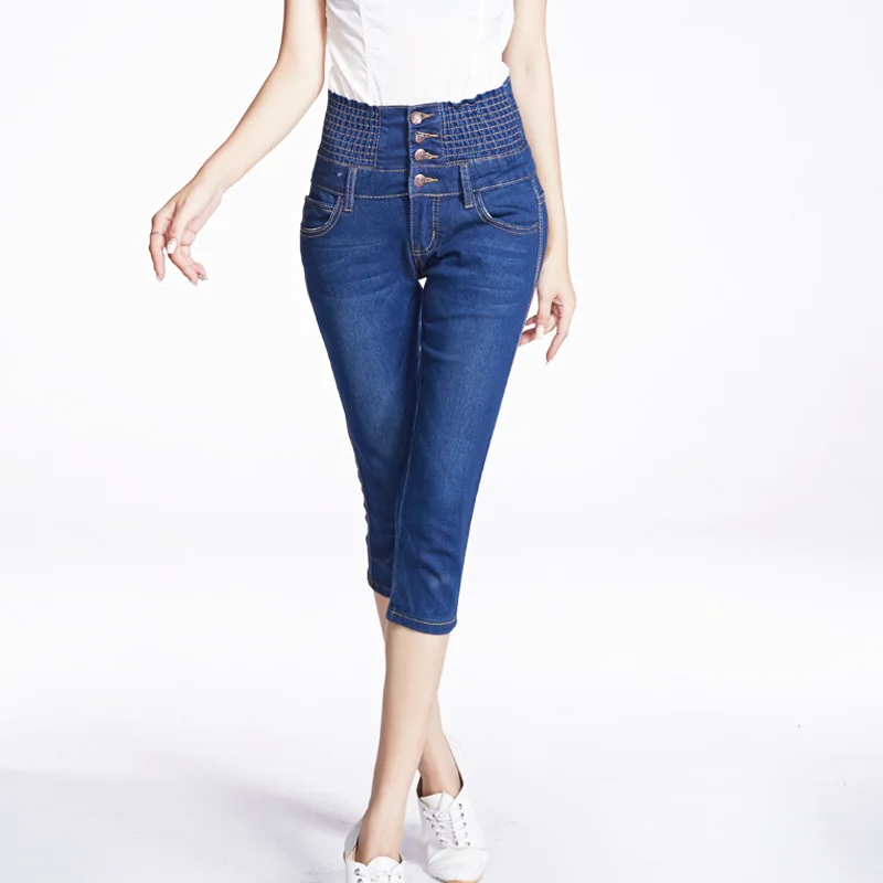 Женские облегающие джинсовые шорты брюки-Капри до щиколотки с эластичной талией