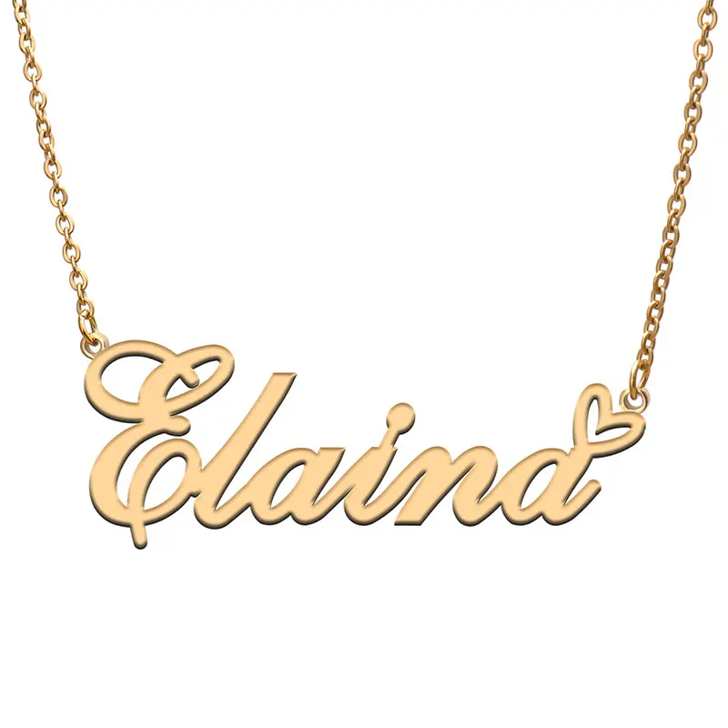

Love Heart Elaina Name Necklace for Women Stainless Steel Gold & Silver Nameplate Pendant Femme Mother Child Girls Gift