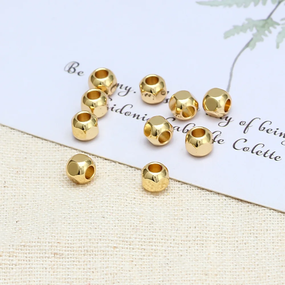 

MEIBEADS 6*6mm 10pcs/lot Faceted Beads Copper Gold Color Loose Beads for DIY Making Jewelry Accessories Bracelet Spacer BT61