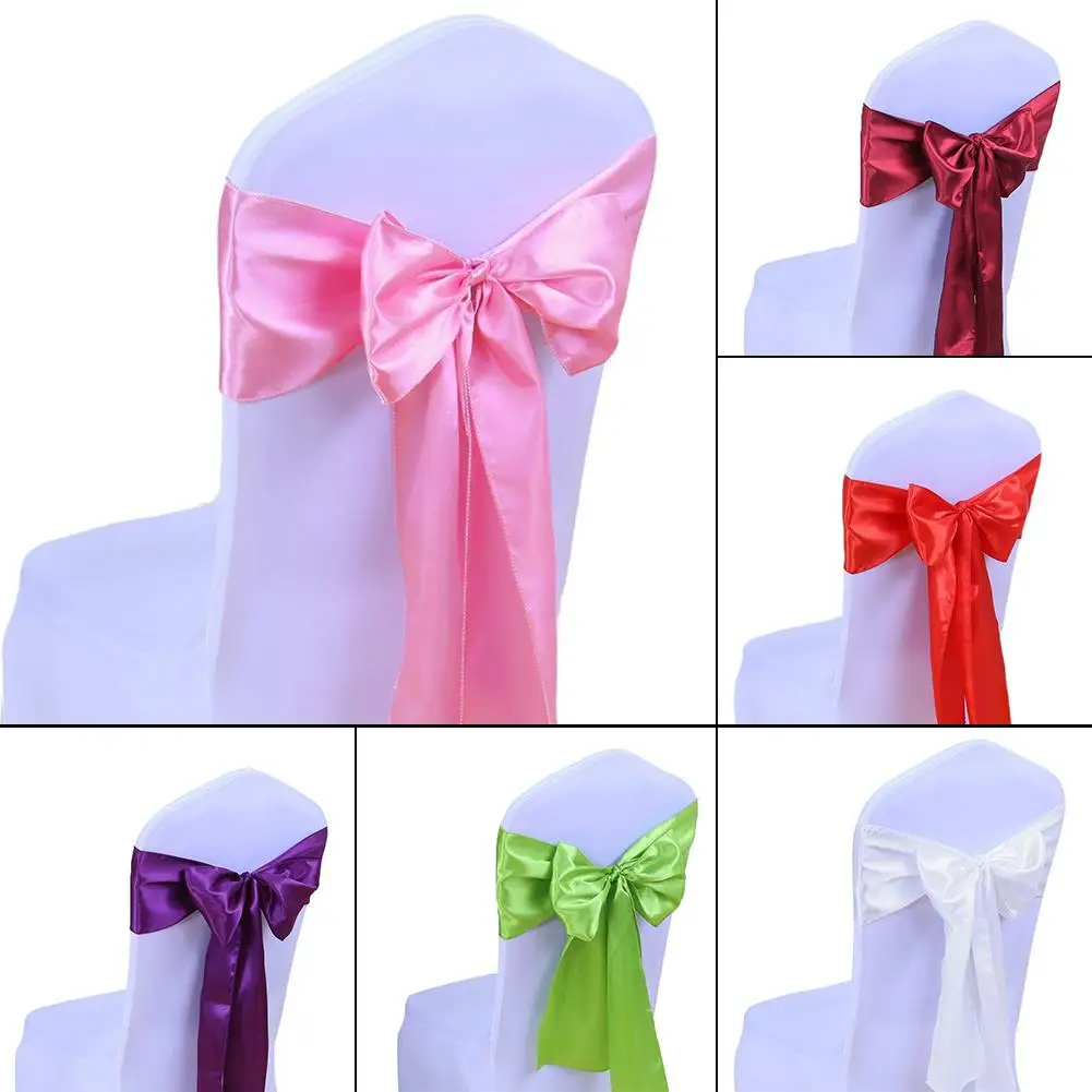 

Wedding Satin Chair Sashes Party Chairs Bands Gold Pink Chair Knot Cover Decoration Chairs Bow For Chair Decoration Banquet