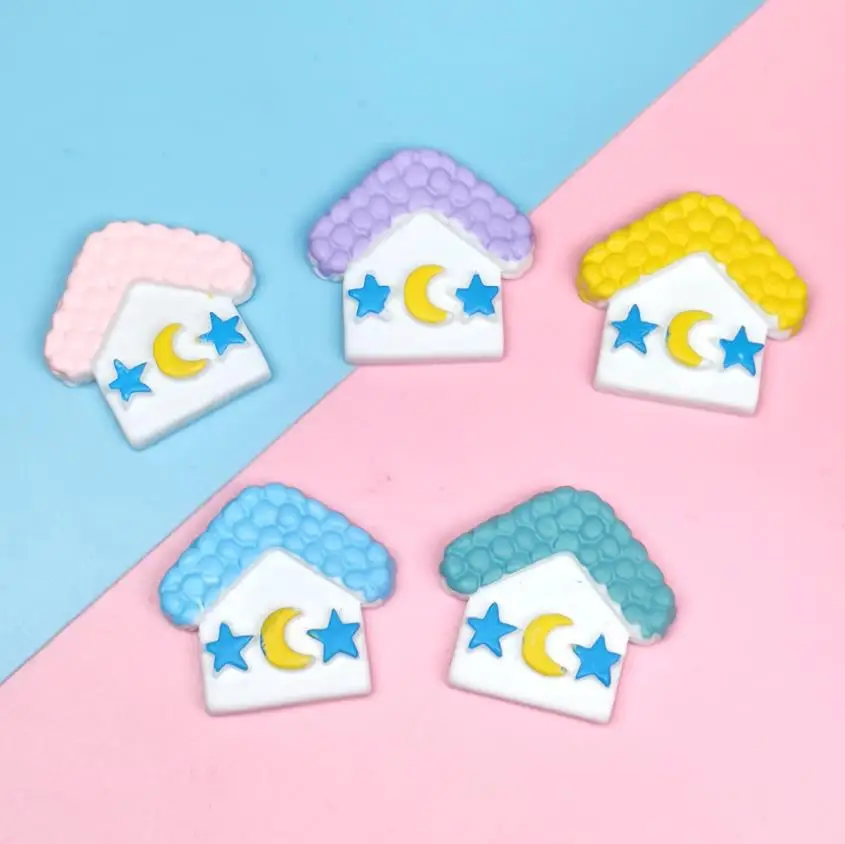 

New Simulation Lovely Moon House Flatback Resin Charms Crafts DIY Embellishment For Scrapbooking Decor Accessories