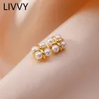 Простой Жемчуг LIVVY, светлые роскошные элегантные трендовые темпераментные Изящные милые серьги, ювелирные изделия