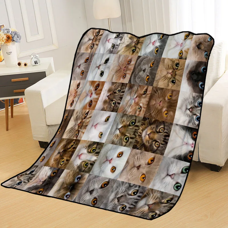 

Personalized Blankets Custom Cat Animal Blankets for Beds Soft DIY Your Picture Decoration Bedroom Throw Travel Blanket 1.10