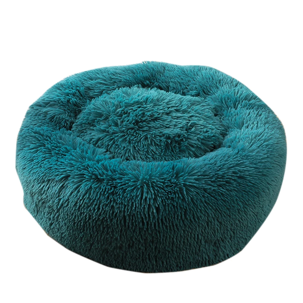 C-Dark green Коврик для питомца кошки, кровати собаки, Круглый зимний теплый домик для кошки, гнезда, мягкая длинная плюшевая в форме кошки, коврики, подстилки для питомца, собачья Конура, кровать с подушкой для кошек - Цвет: C-Dark green