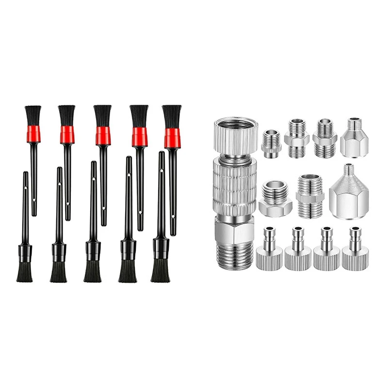 

10Pcs Car Auto Detailing Brush Set Automotive Detail Brushes with 13Pcs Airbrush Adapter Set for Airbrush