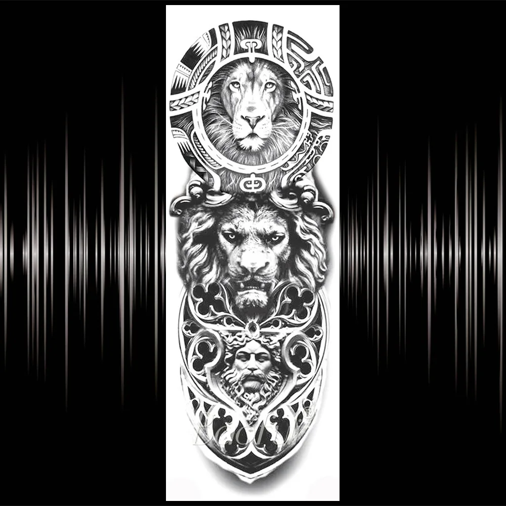 Будда часы с лотосом тату стикер реалистичный поддельный череп полная рука Тотем