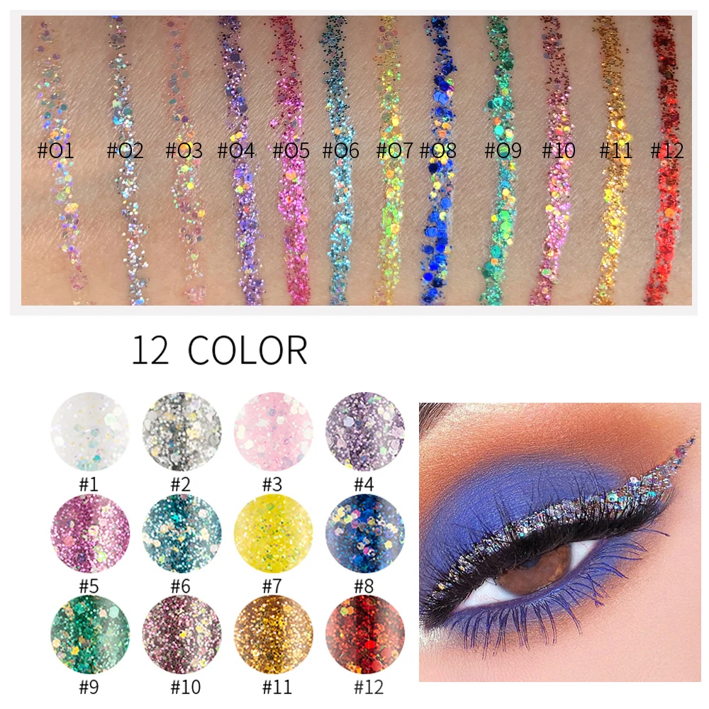 Новые блестящие Серебристые золотистые жидкая подводка для глаз карандаш тени