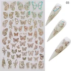 1 лист лазерных золотых бабочек, наклейки для дизайна ногтей, 3D градиентные бабочки, клейкие наклейки для ногтей, украшения для творчества