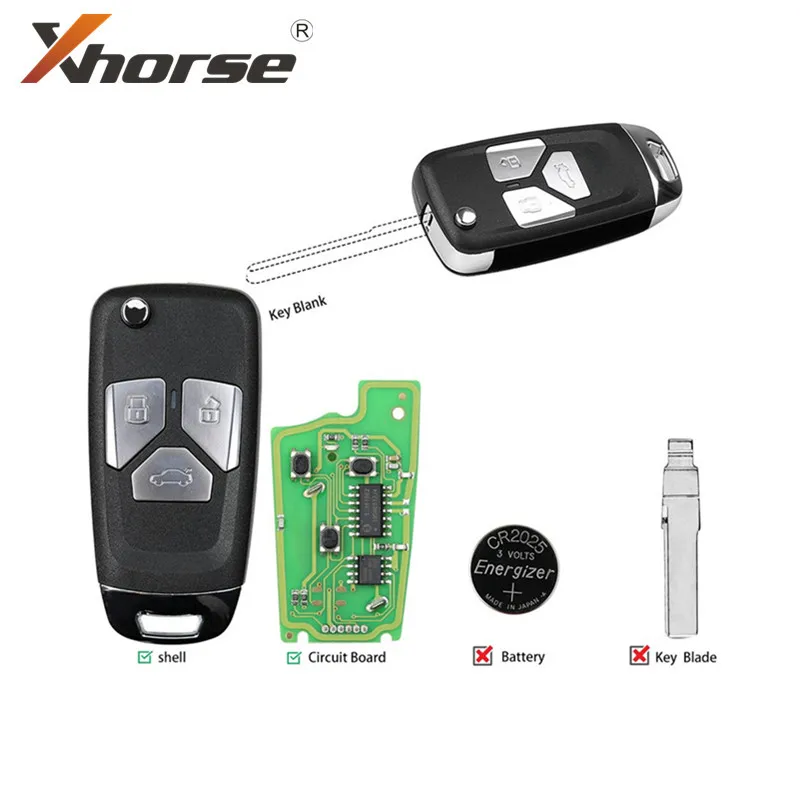 

Xhorse XKAU01EN Universal Flip Remote Key Wired for AUDI Type 3 Button 1 Piece