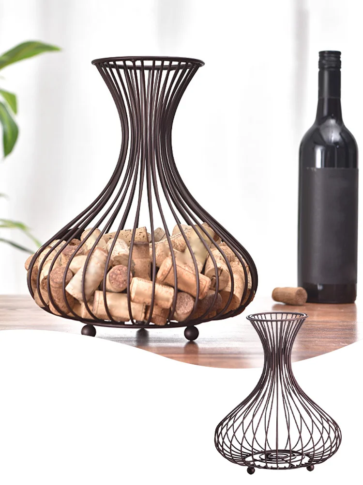 

Wine Stopper Storage Basket Container Home Bar Decor Cage Rack Resin Crafts Home Accessories