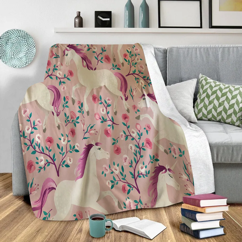 Флисовое одеяло с цветочным рисунком единорог 3D носимые одеяла для взрослых и