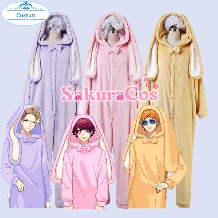 

[Flannel Sleepcoat]Game A3!T[Flannel Seam Spring nightgown Sleeper Suits Kawaii Soft Rabbit 3 colors Winter House Wear free ship
