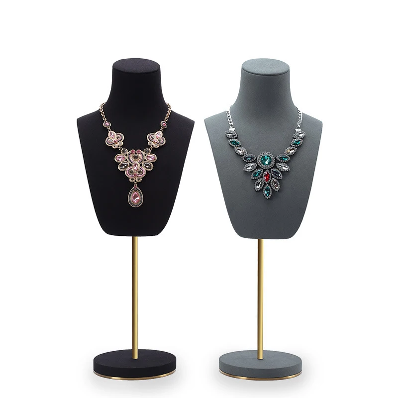 Jewelry rack metal microfiber jewelry portrait neck display props necklace display rack special for shop windows