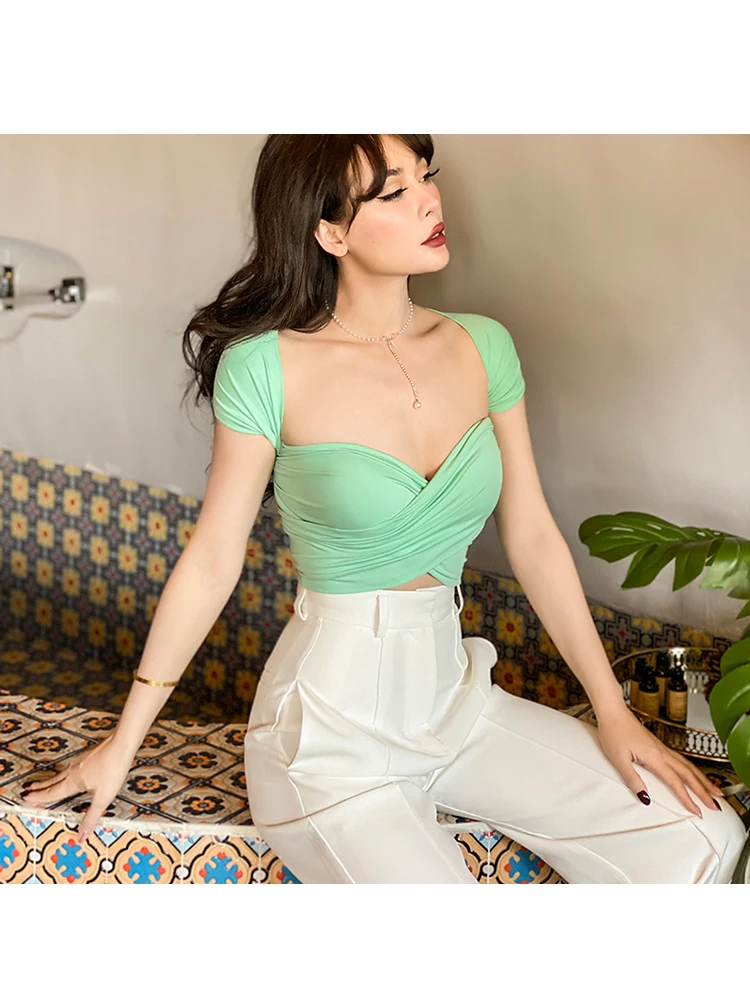 Le Palais Vintage Spring Summer New Multi Color Strap Tops Versatility Many Ways Wear Sexy All Match Camis Solid High Elastic