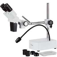 special offer amscope 10x 20x compact fixed lens stereo boom arm microscope with gooseneck led light