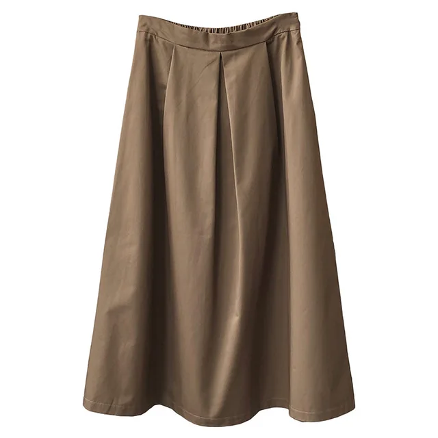 

CMAZ Midi Summer Harajuku Skirt Women 2021 Fashion Korean Cotton A-line Elastic High Waist Simple Skirts Female 9532#