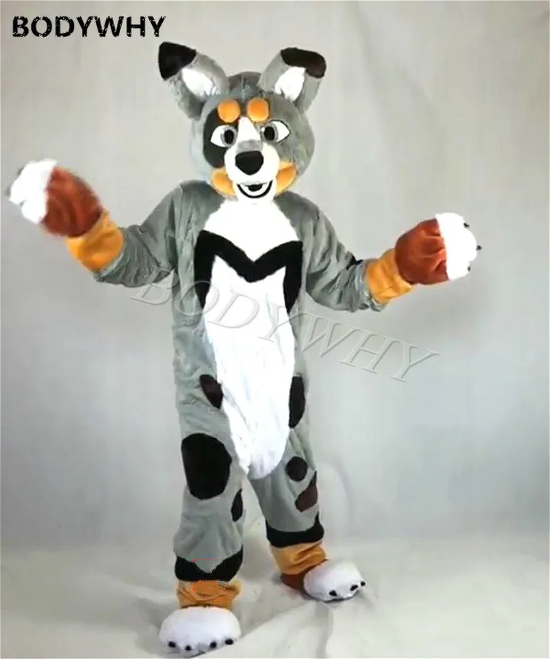 Роскошный длинный мех Хаски с рисунком лисы собаки Фурсьют маскот костюм фурри