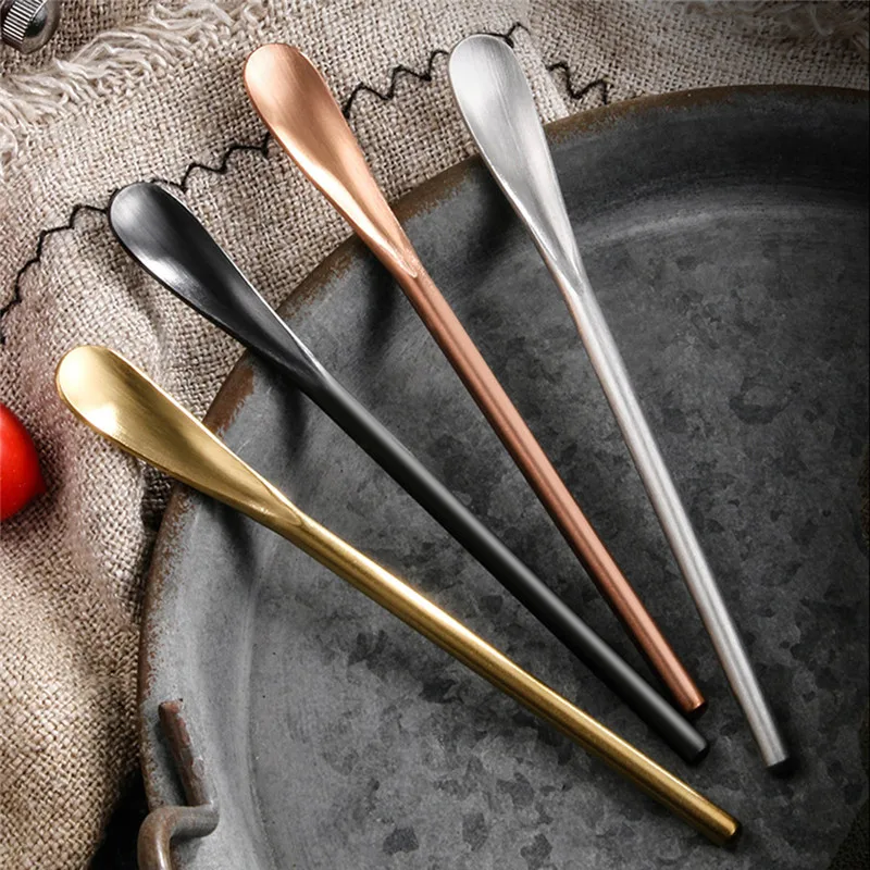 

Creative Long Handle Honey Stainless Steel Stirring Spoon Small Spoon Dessert Coffee Cocktail Spoons Kitchen Tools