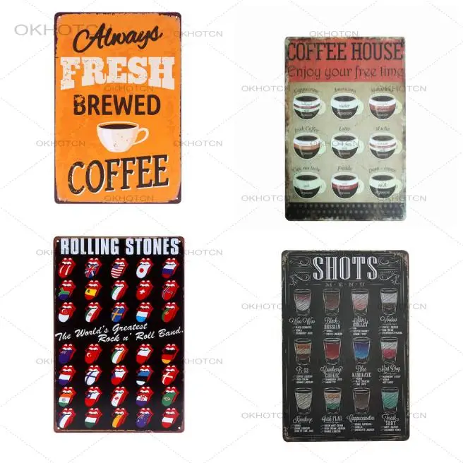 

Vintage Beer Coffee Metal Plate Kitchen Room Decor Poster Print On Metal Bar Sign Metal Tin Wine Painting Wall Art Metal Decor