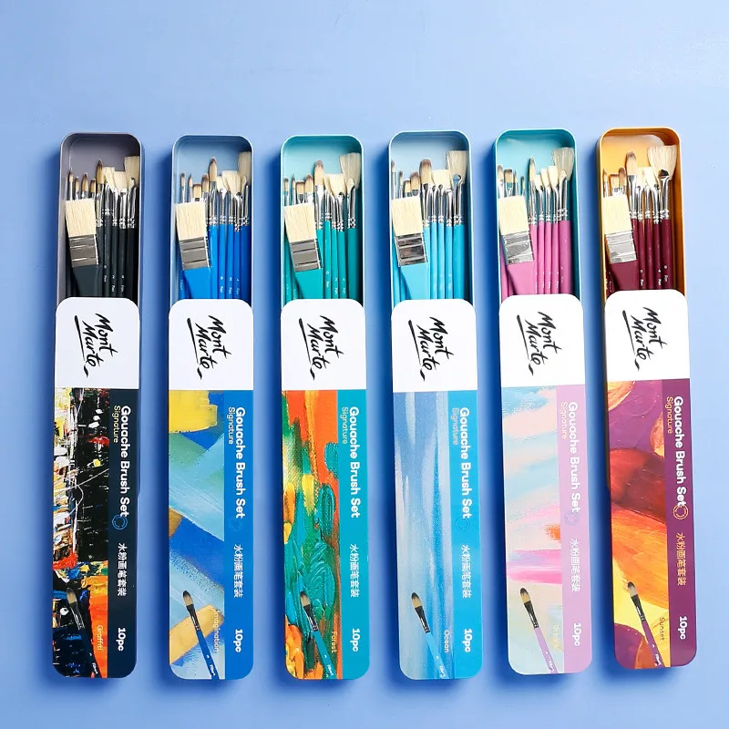 10 Water Chalk Set Fan-shaped Pen Flat Head Watercolor Brush Color Line Pen for Beginners Painting Art Supplies